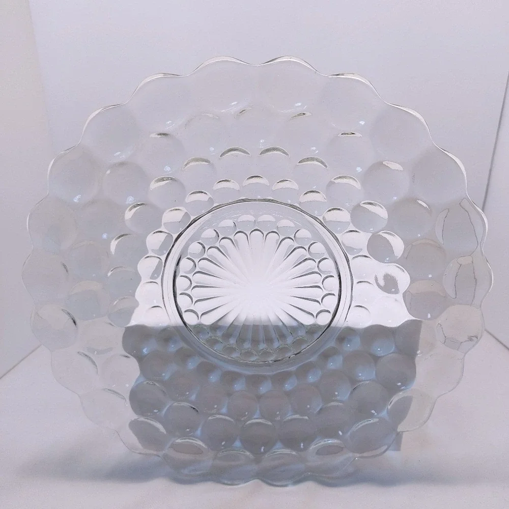 Vintage Anchor Hocking Bubble Glass Clear Serving Plate - 10‎ inch Diameter